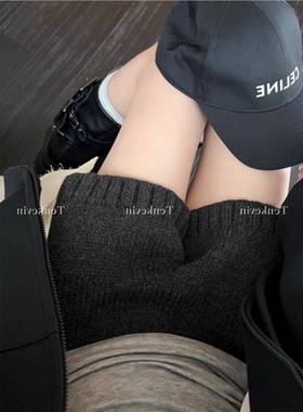 深灰色针织休闲短裤女春秋2025新款小个子直筒百搭高腰羊绒阔腿裤