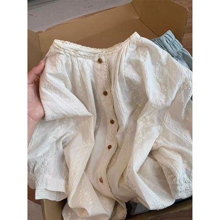 法式小资高级感轻奢衬衫女夏季薄款短袖衬衣独特漂亮减龄洋气上衣