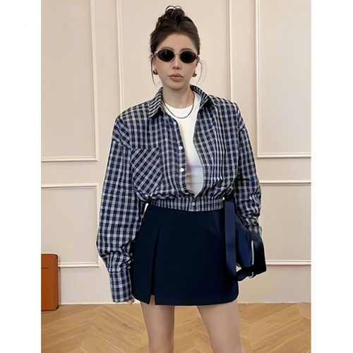 肯豆风韩版格子衬衫女