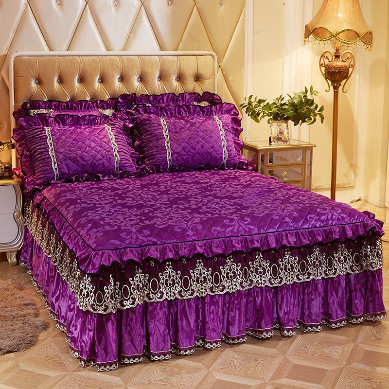 欧式加厚加绒床裙式床罩夹棉床套防滑保暖天鹅绒床单牛奶绒床垫罩