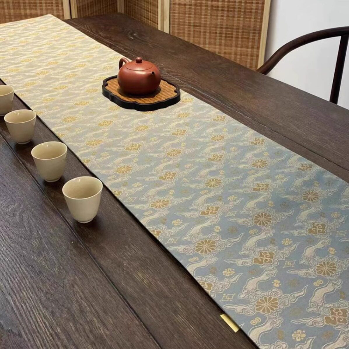 香云纱茶席双面红绿配色茶桌垫子