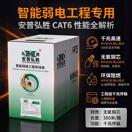 千兆无氧铜超六类非屏蔽0.57网线家用室内工程高速8芯POE供电网线