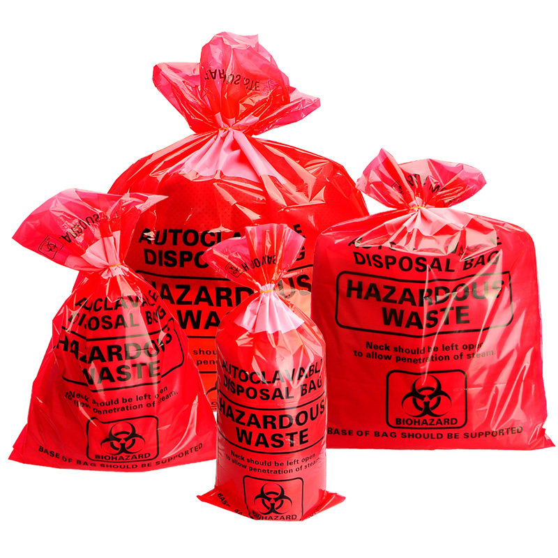 红色生物危险品处理袋生物灭菌袋实验室灭菌袋消毒废弃物垃圾袋生物垃
