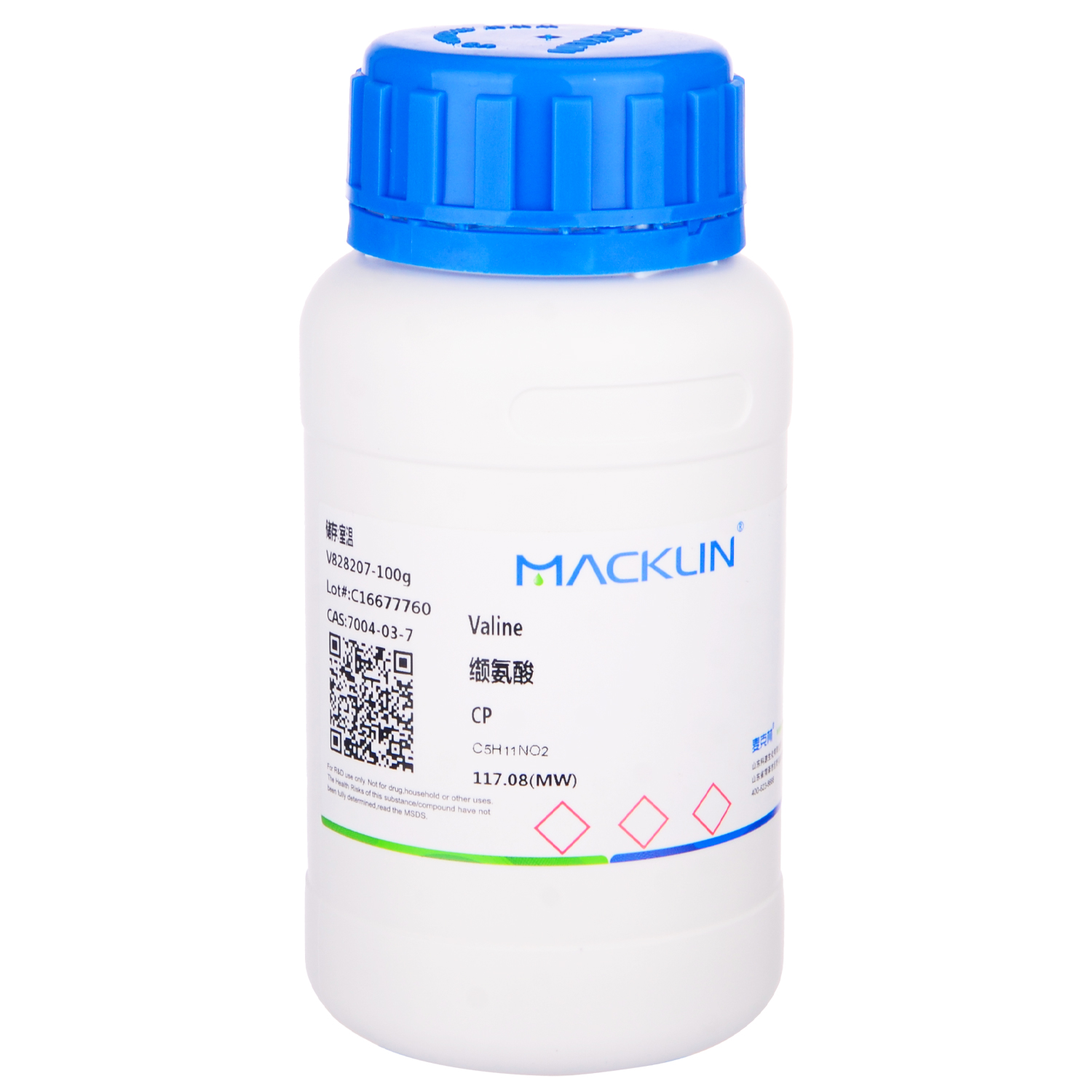 麦克林 缬氨酸100g CP Macklin实验化学试剂 7004-03-7 Valine 2-氨基-3-甲基丁酸 Α-氨基异戊酸