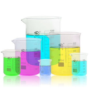 蜀牛玻璃烧杯25mL/50mL/100mL/150mL/200mLGG-17耐高温实验室玻璃烧瓶平口烧杯 低型刻度烧杯量杯含票