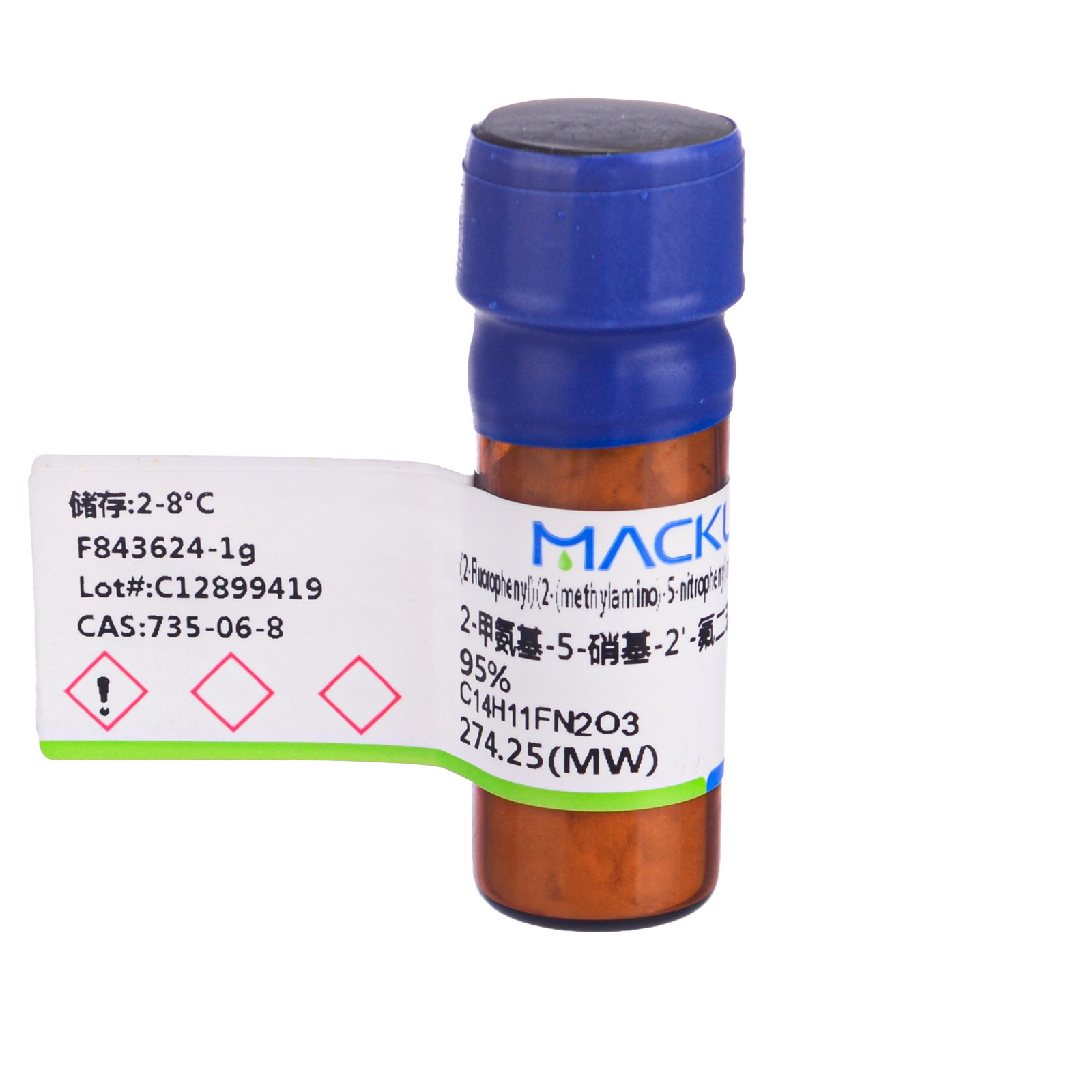 2-甲氨基-5-硝基-2'-氟二苯甲酮1g 95% Macklin化学试剂实验室735-06-8麦克林