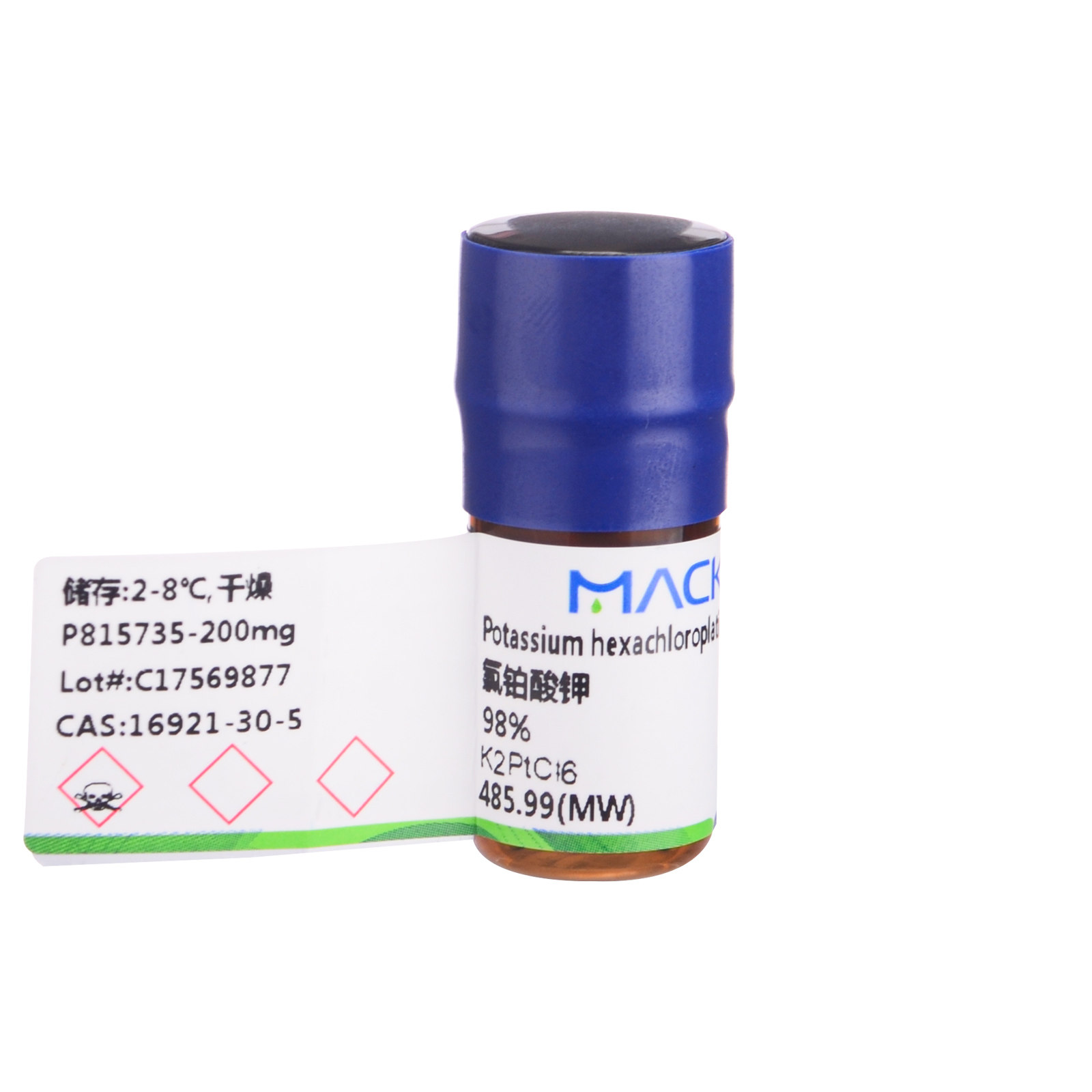 氯铂酸钾200mg 98% Macklin实验室化学试剂16921-30-5麦克林氯化铂钾 六氯铂酸钾