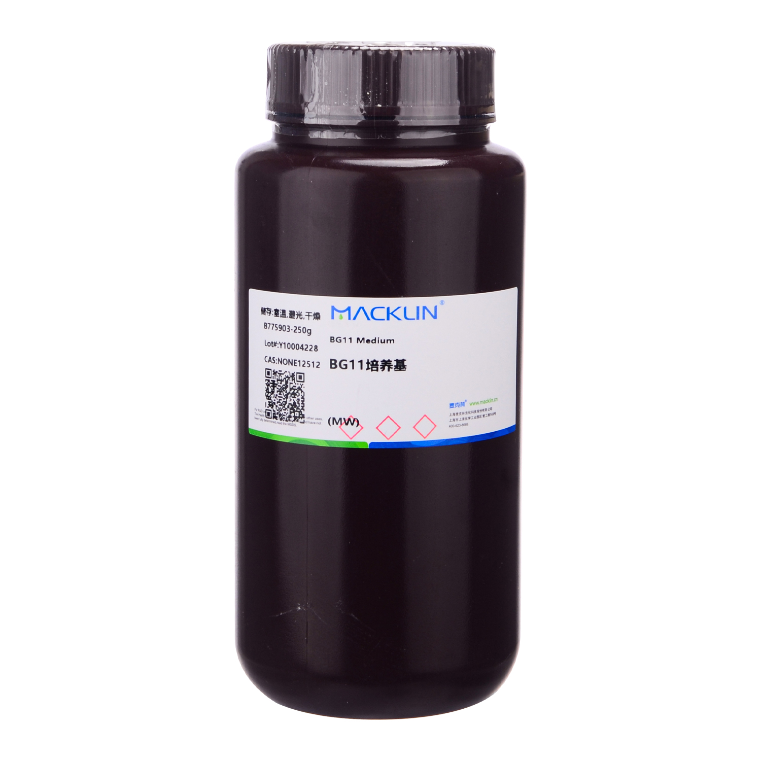 麦克林BG11培养基 250g/瓶 NONE12512 Macklin实验室化学试剂培养基B775903-250g BG11 Medium
