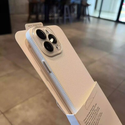 ins风高颜值白月光适用苹果17手机壳荔枝仿皮纹iphone16promax全包镜头15pro新款14plus高级感13女生12保护套