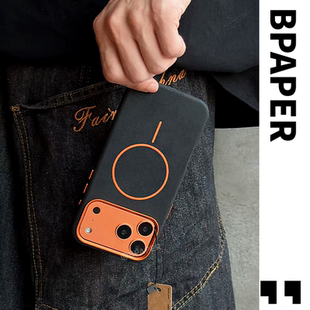 高级感大象皮纹beast细圈磁吸适用苹果17promax手机壳iphone16金属镜框Air新款15pro防摔14plus磨砂13橙色套