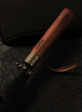 OLYCAT复古木柄双层超大加固抗暴风晴雨两用男士商务高端长柄雨伞