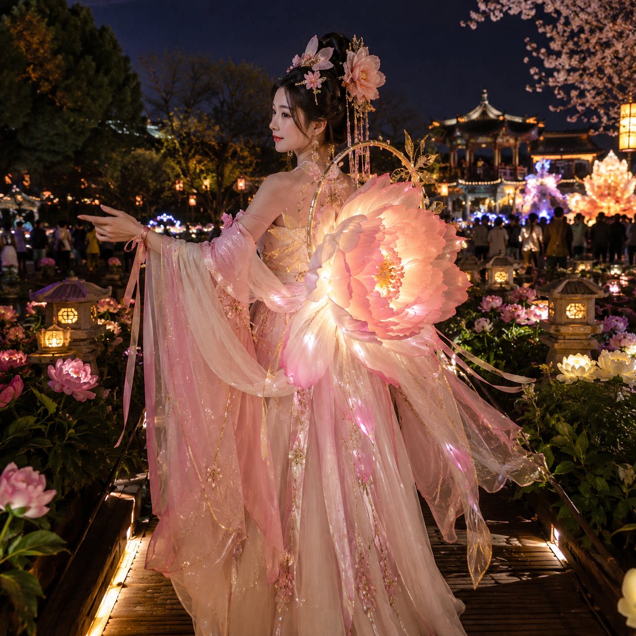 丽晨达羽发光牡丹花神NPC服装图片