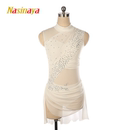 福诺定制花样滑冰服表演服考级比赛服儿童成人女款 纯色网纱闪钻