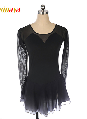 福诺花样滑冰表演服比赛考级裙子考斯腾costume黑色渐变裙摆