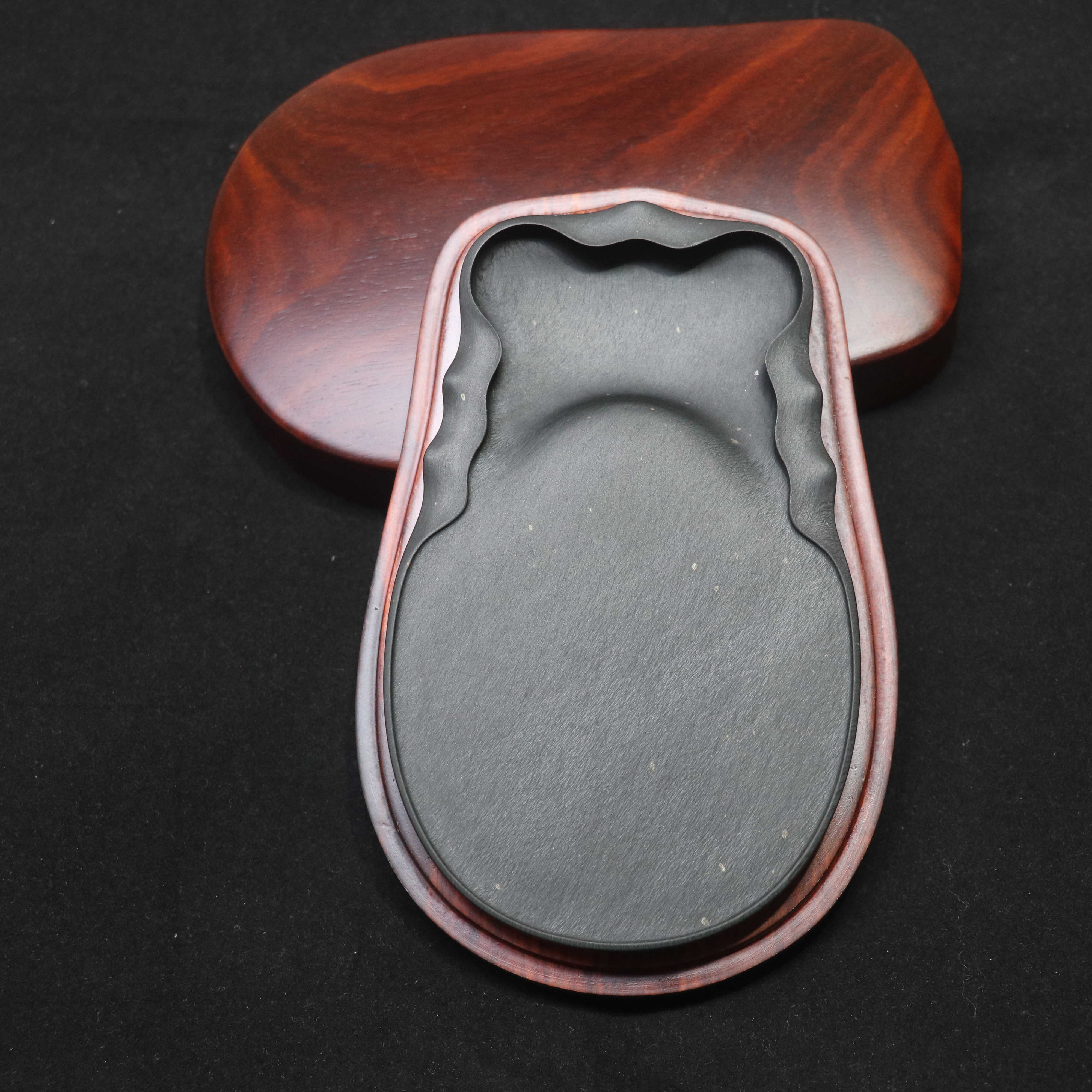 水舷坑细水波罗纹蝉形透底干净宋式老坑歙砚精品12.5×7.7×1.4cm