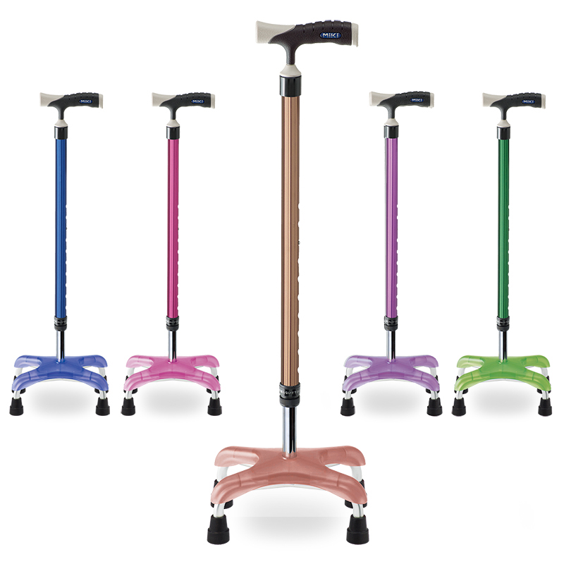 日本MIKI四脚拐杖 轻便防滑稳固高度伸缩手杖 老人家用户外助行器