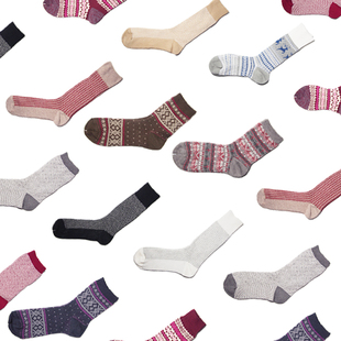 任满6件包邮 男女heattech复古雅致中高帮堆堆袜自发热袜子