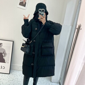 棉服女冬季中长款韩版时尚设计感过膝长款棉衣大翻领棉袄复古外套