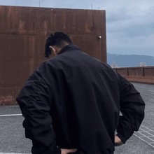 美式教练夹克男春秋季三防立领工装飞行员黑色棒球服男士痞帅外套