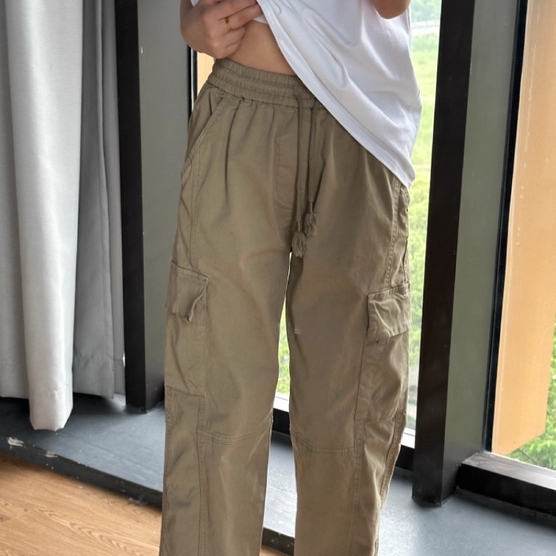 美式复古慵懒风多口袋工装裤男女秋季大码宽松直筒阔腿裤休闲长裤