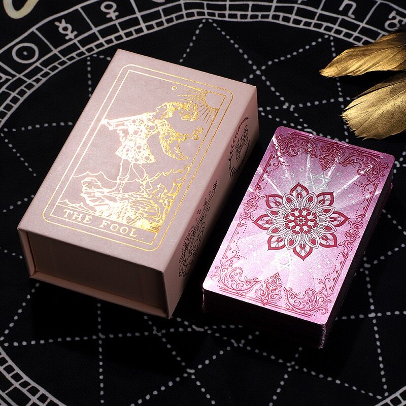 【新款粉色曼陀罗】正版金箔塔罗桌游卡牌
