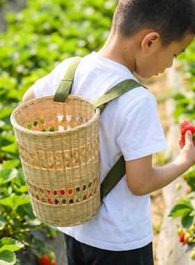 儿童手工竹编背篓幼儿园采摘