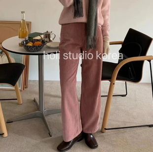 nice over 灯芯绒休闲裤 秋冬新款 现 高腰阔腿长裤 韩国东大门代购