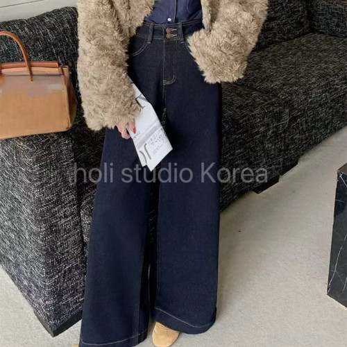 现～sale 原269韩国东大门冬季新款加绒弹力高腰直筒裤纯色百搭