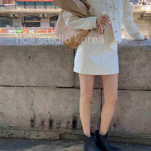 韩国代购东大门代购 slowb 新款A字牛仔半身裙通勤百搭
