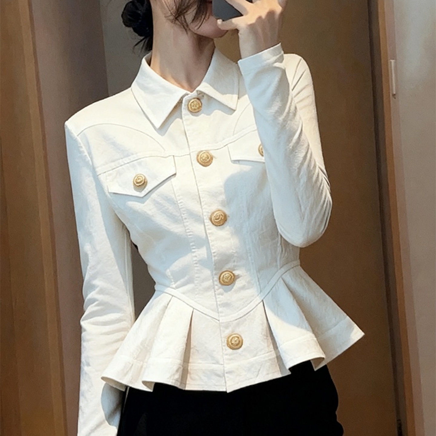 白色短款外套女2025新款秋小个子巨好看独特漂亮气质高端掐腰上衣