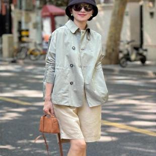 专柜撤回新款欧货爆款小香风绿色短款风衣外套女高级感超好看上衣