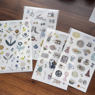 台湾Pion 手帐模切贴 轻复古贴纸 马儿/小文青/陶器/织物