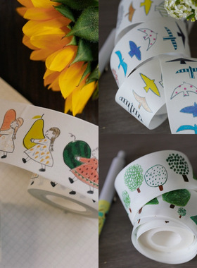 【分装】LookStamp 可爱小女孩森林树鸟装饰拼贴手帐和纸胶带手账