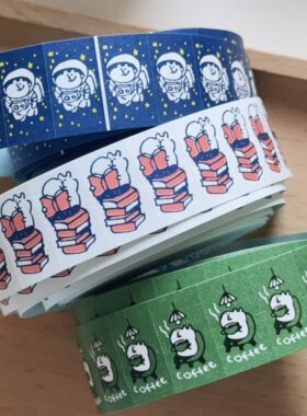 浮光分装 日本spica 读书/coffee/宇宙飞行士 手帐标签贴贴纸素材