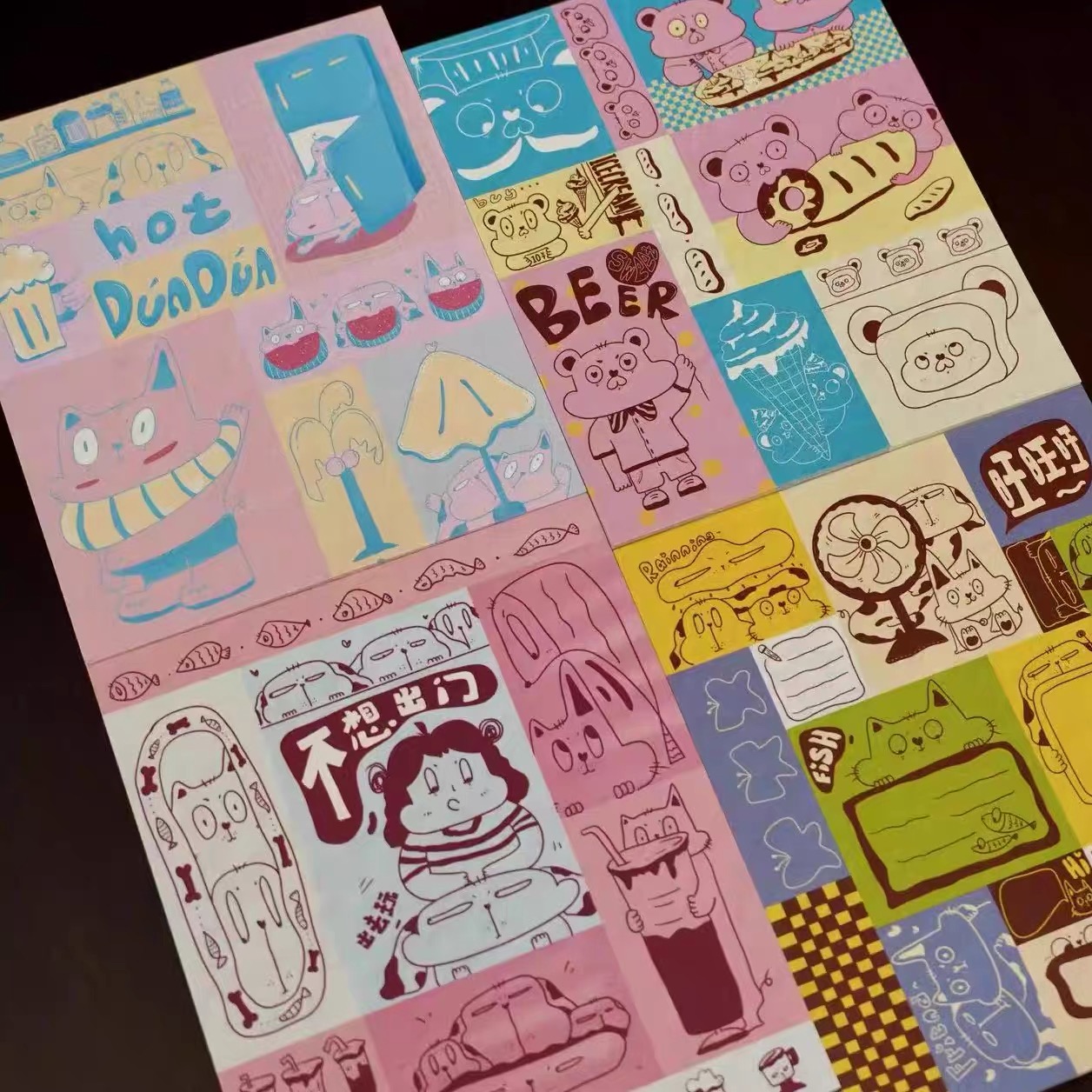 浮光分装 HOHO的HOHO手账 猫猫狗狗熊熊拼布便签合集手帐