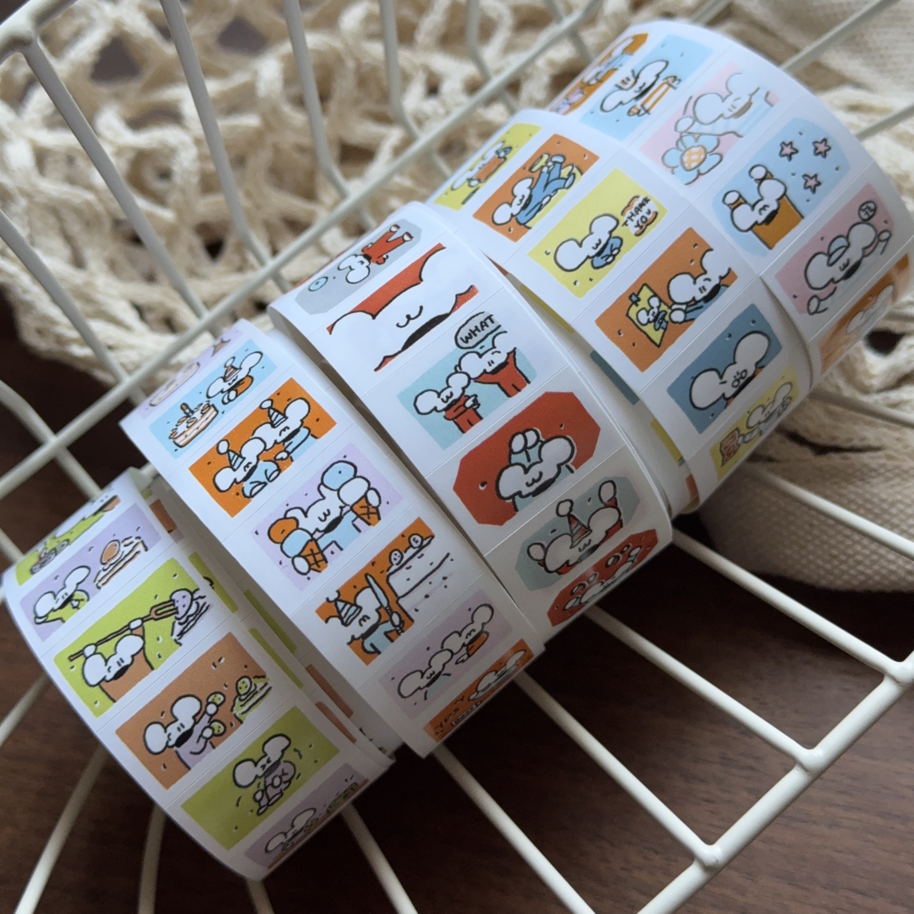 浮光分装 台湾1991w2992 配色超棒的！彩色小老鼠标签贴