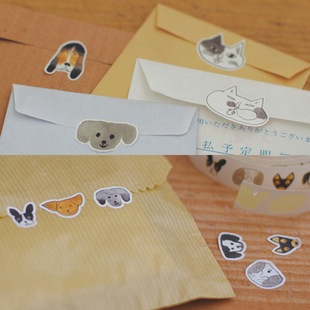 浮光分装 日本仓敷意匠手绘风格狗脸猫脸风口贴手帐切模贴