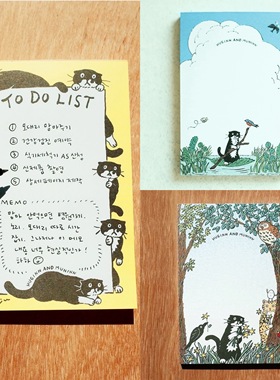 浮光分装 终于出新便签了！手绘插画风小黑猫韩国huginn手帐便签