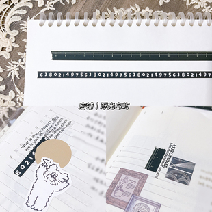 浮光分装 mt SOU SOU 黑色数字尺子 基础拉条 复古盐系手帐胶带