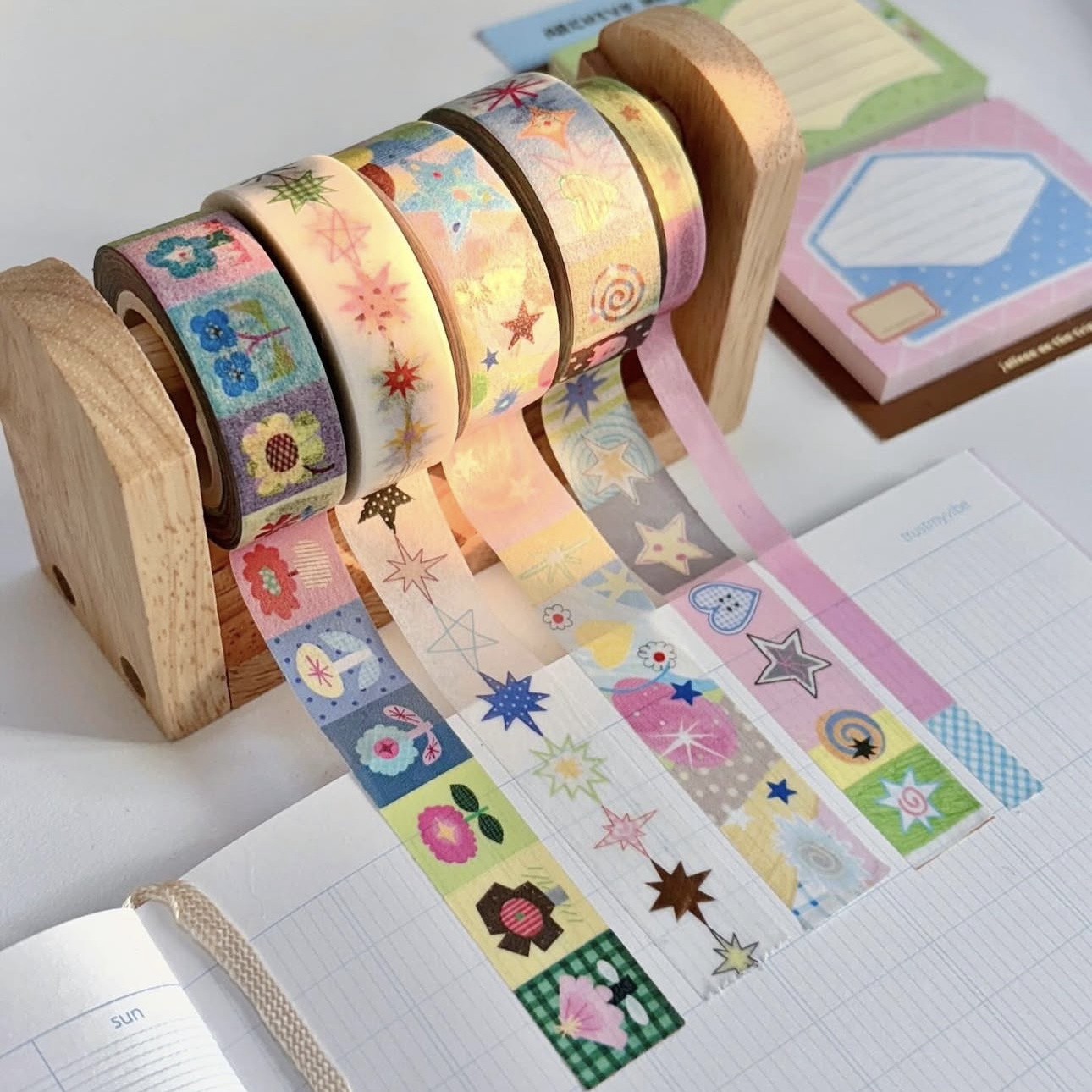 浮光分装 多巴胺配色！韩国jollnee 彩色花花星星手帐胶带,文具电教/文化用品/商务用品,和纸胶带,淘宝优惠券,粉丝福利购,淘宝优惠卷