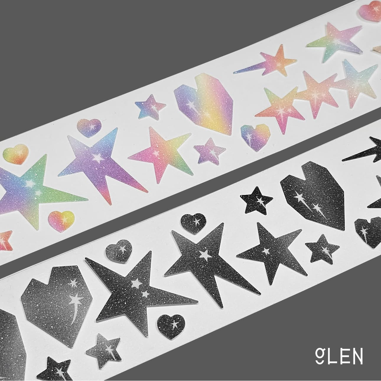 浮光分装 酷girl和甜心 韩国glen模切 闪砂星星爱心手帐胶带