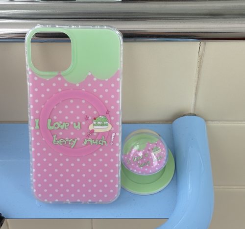 AnotherHillx苹果雨原创i love you berry much双层磁吸手机壳