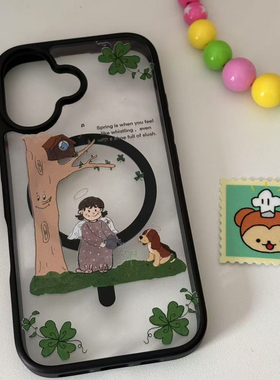 AnotherHillxGoldanna原创“过春天”黑色边框透明背板磁吸手机壳