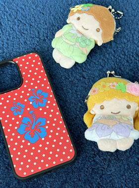 AnotherHill原创昭和红白波点黑边四周全包手机壳 磨砂底哦！