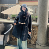 2023新款两色连帽牛角扣双面呢大衣2385-P270控368+，女装毛呢外套，浙宝268（原浙宝222）