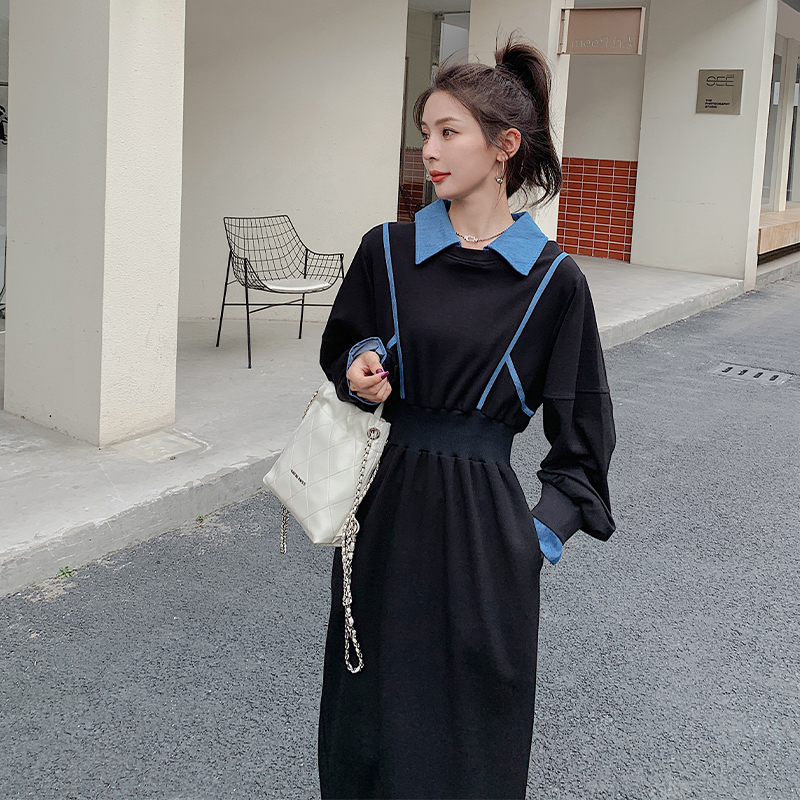 2023新款牛仔拼接显瘦气质连衣裙2358-P110-控168+，女装连衣裙，浙宝268（原浙宝222）