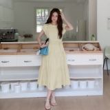 清纯系松弛感蓝色飞飞袖连衣裙女夏2025好看收腰温柔独特绝美长裙，女装连衣裙，浙宝268（原浙宝222）