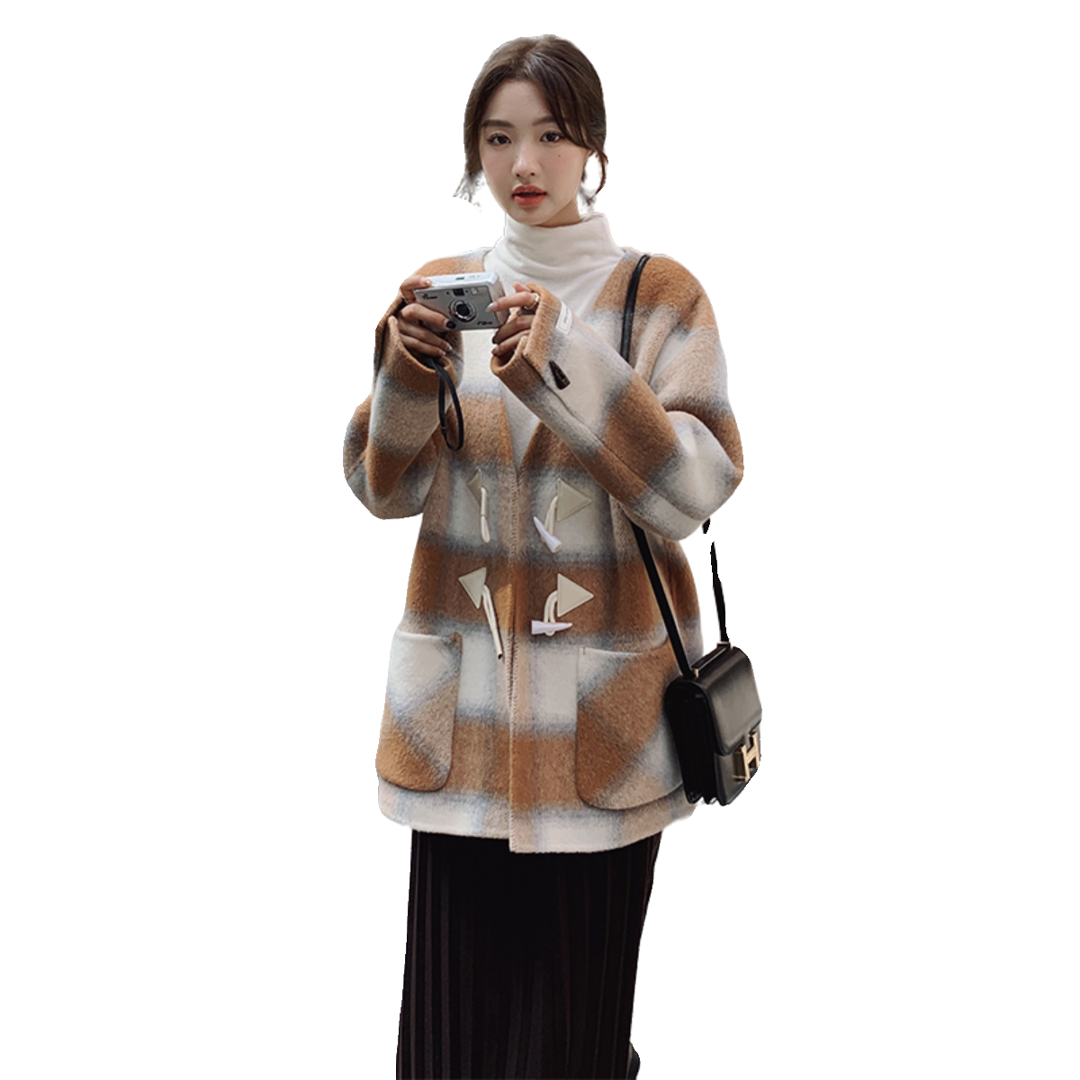 2023新款牛角扣呢大衣2383-P260控358+,女装毛呢外套,浙宝268（原浙宝222）