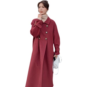 2021新款双排扣呢大衣加厚长款2188-P175控258+图片