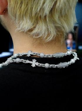 YBSJewelry四叶花项链小众设计高级感满钻蝴蝶结项链嘻哈锁骨链